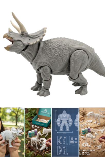 Triceratops Brinquedo Articulado 3d Para Pintar Design Webshopfy