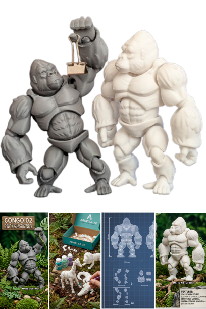 Brinquedo Articulado 3D Congo Para Pintar Design Exclusivo Webshopfy
