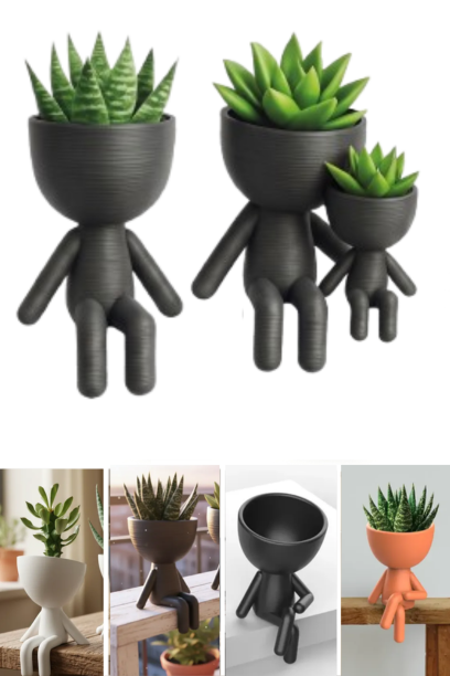Conjunto Vaso Robert Plant  Personagens "Plant Buddy" Design Exclusivo