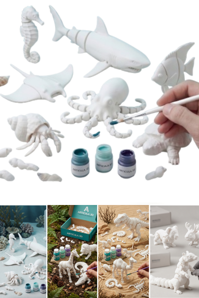Brinquedo Articulado 3D Para Pintar – Design Exclusivo 06 Unidades