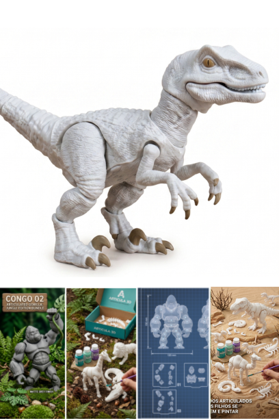 Brinquedo Articulado 3d Velociraptor Para Pintar Design Webshopfy