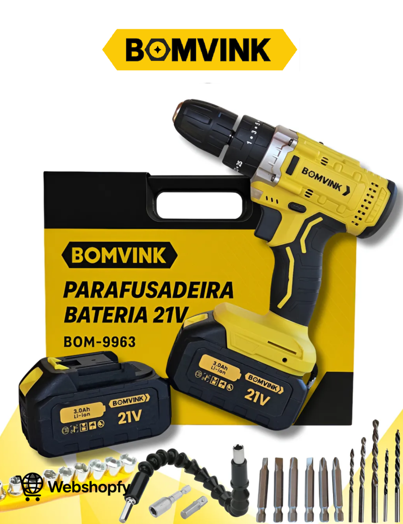 Parafusadeira Furadeira 2 Bateria de 21V Bomvink - Potência e Versatilidade