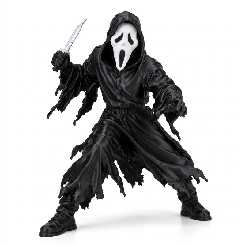 Boneco Colecionador Ghostface Pânico Estátua Dinâmica 16cm